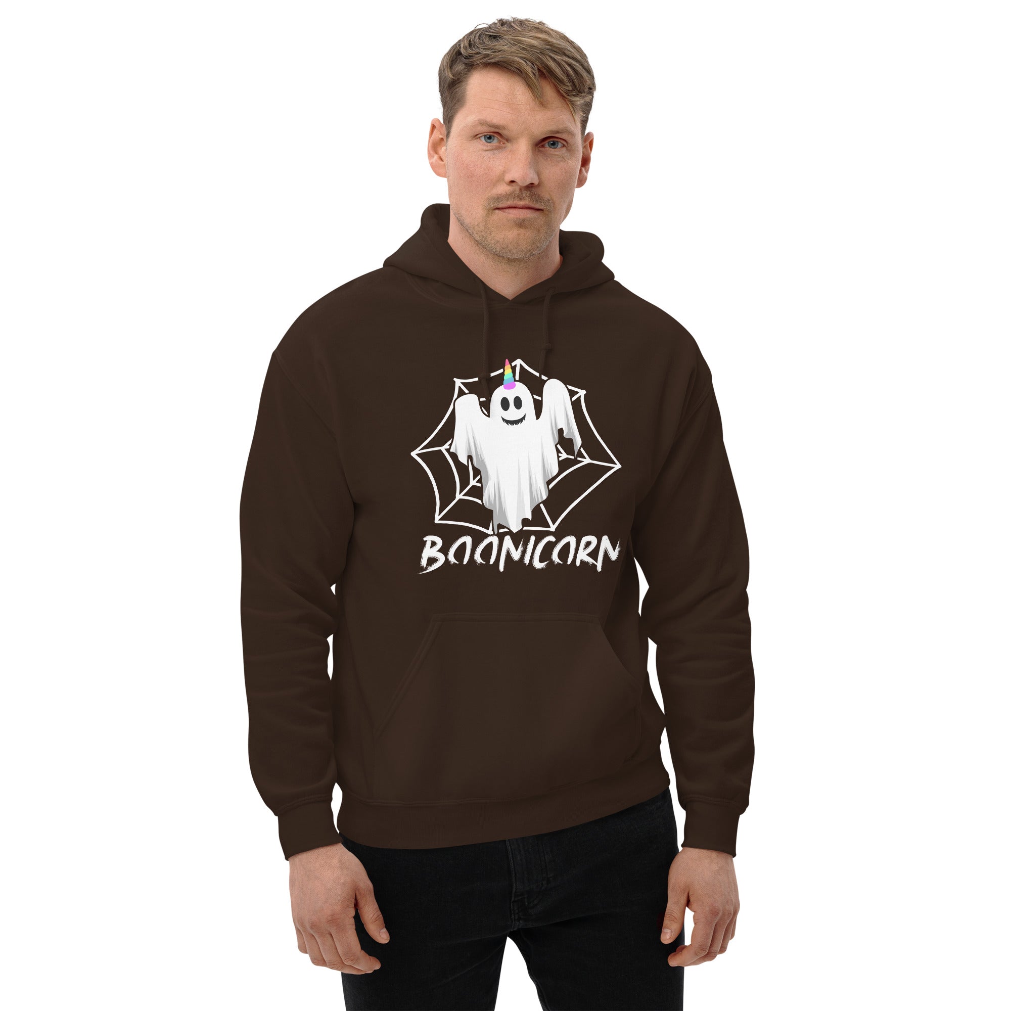 Boonicorn Halloween Unicorn Angel Boo Unicorn Ghost Emoticon Spooky Season Halloween Vibes Men's Hoodie