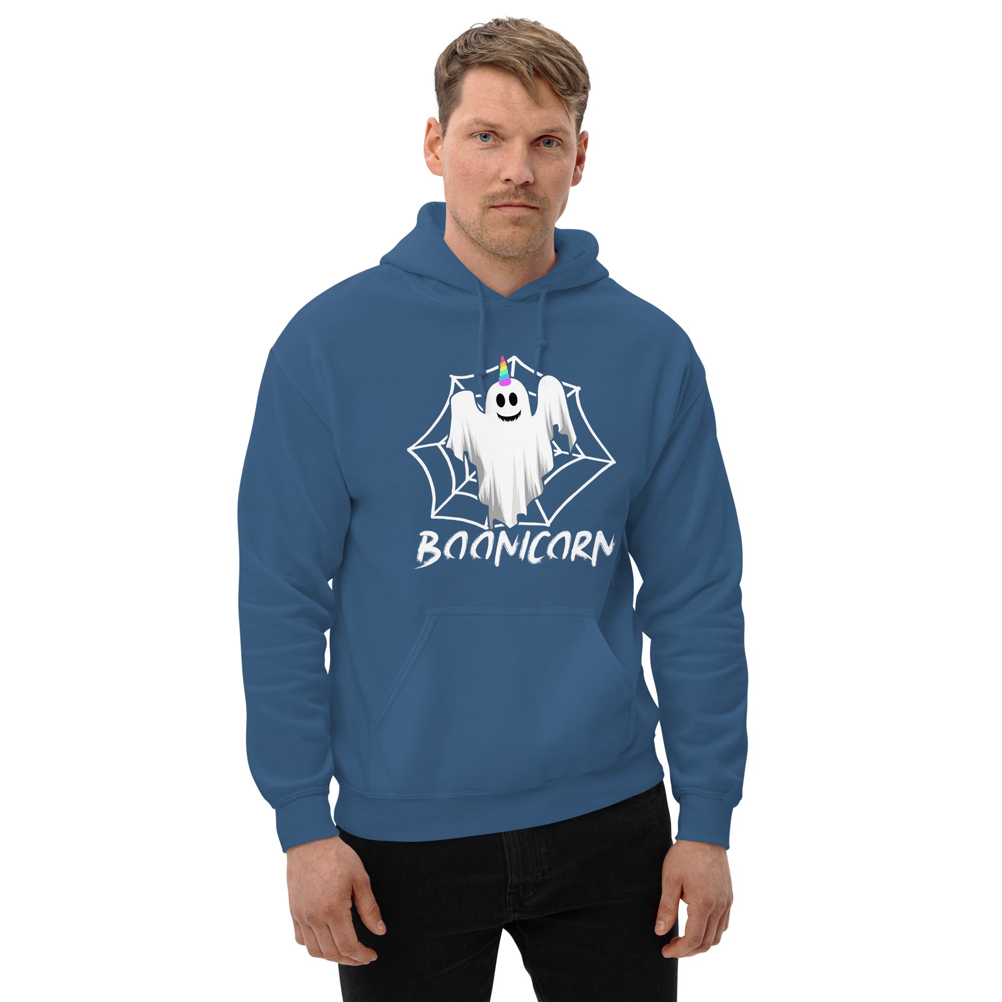 Boonicorn Halloween Unicorn Angel Boo Unicorn Ghost Emoticon Spooky Season Halloween Vibes Men's Hoodie