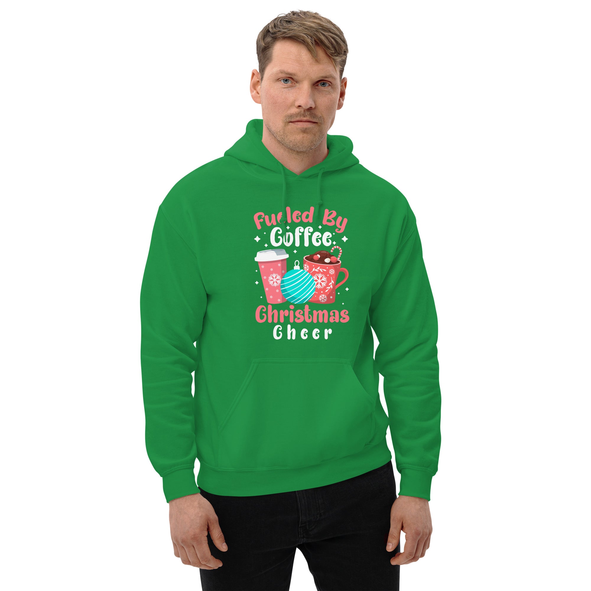 Fueled By Coffee Christmas Cheer Funny Xmas Coffee Lover Coffee Addiction Men's Hoodie