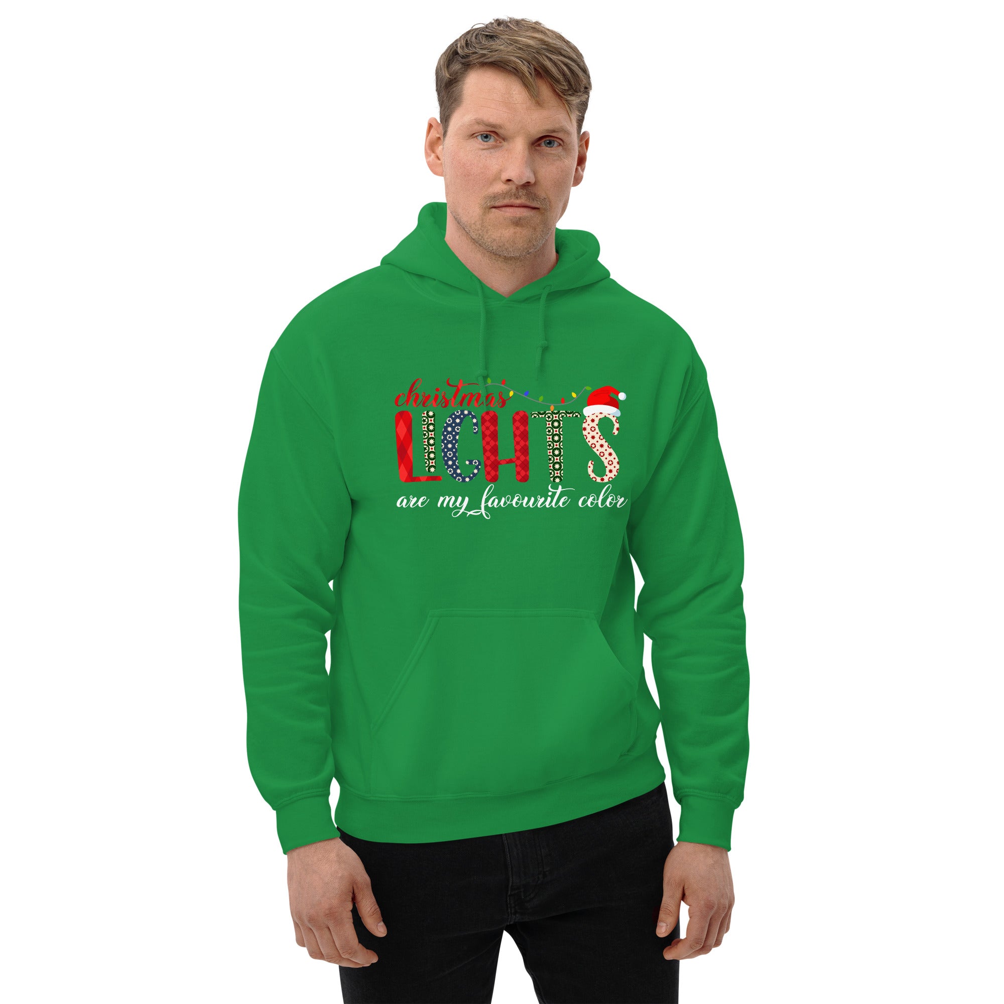 Christmas Lights Are My Favourite Color Xmas Lights Holiday Festive Celebration Men's Hoodie