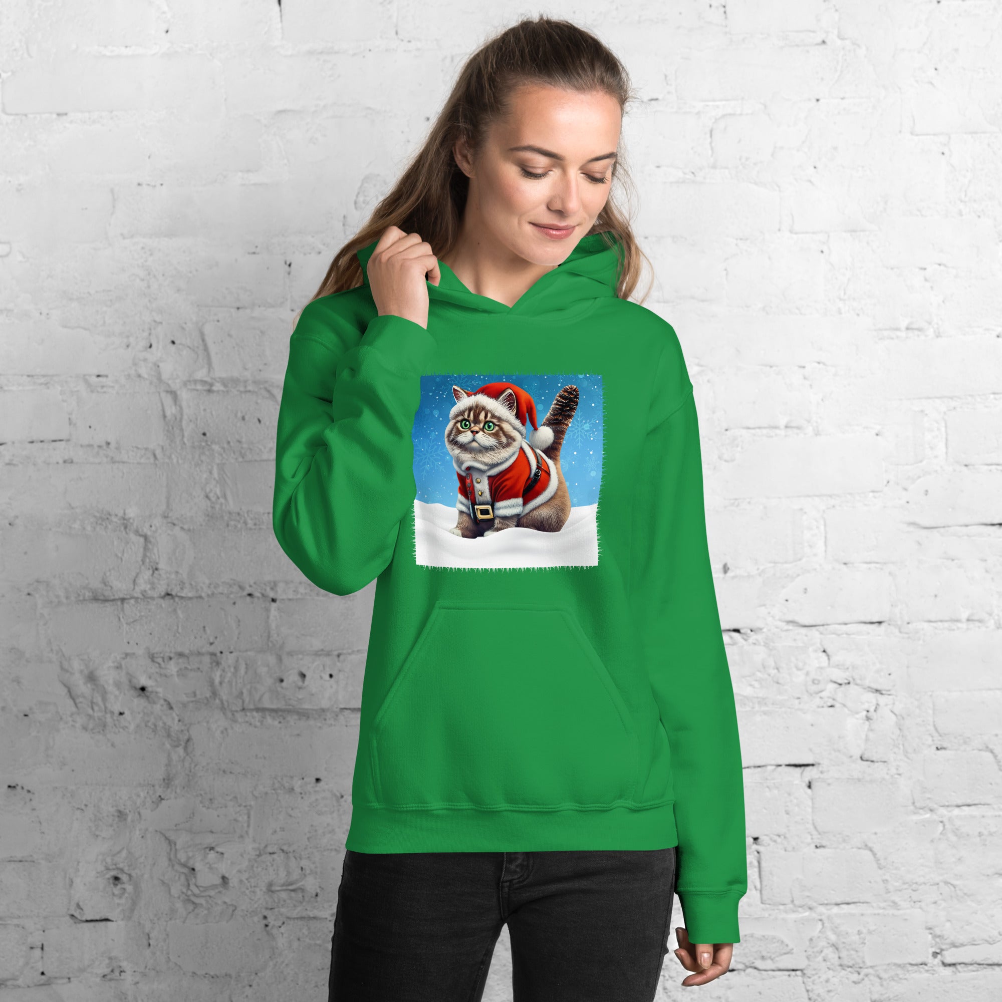 American Persian Cat Unisex Women's Hoodie Cat Santa Claus Costume Holiday Animals Xmas Women's Hoodie