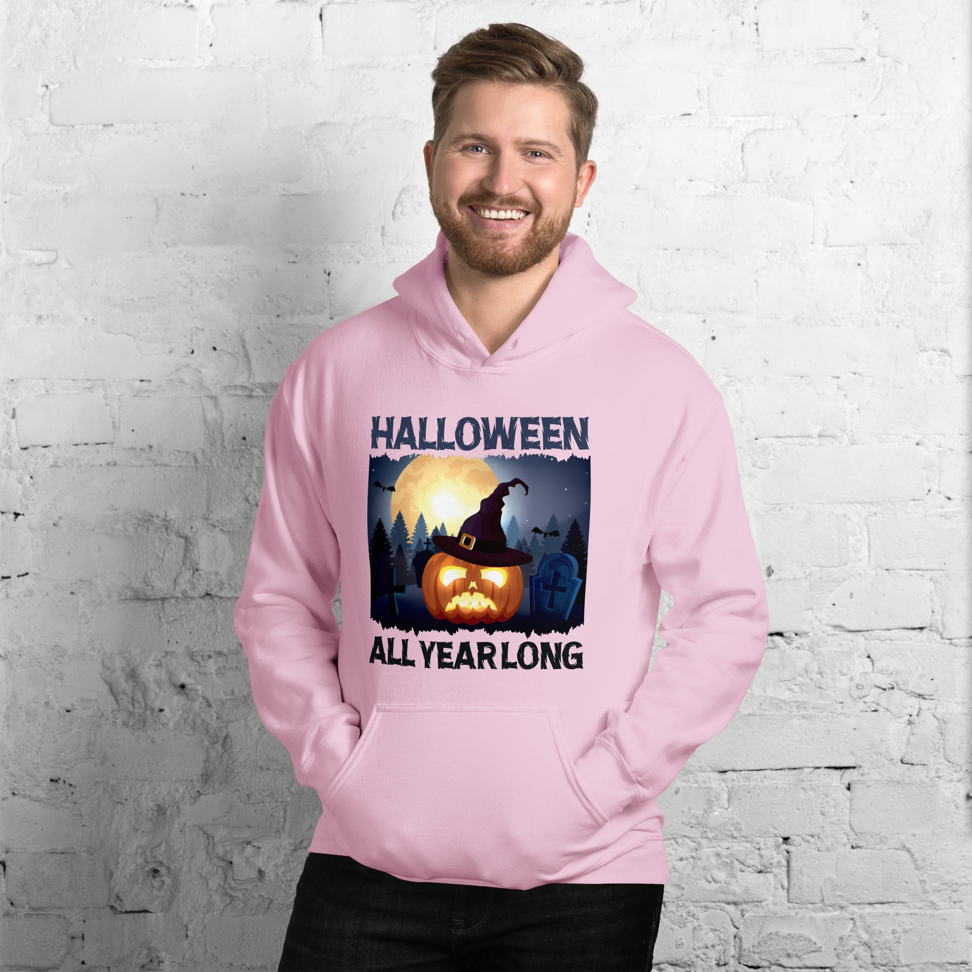 Halloween All Year Long Witch Hat Pumpkin Men's Hoodie