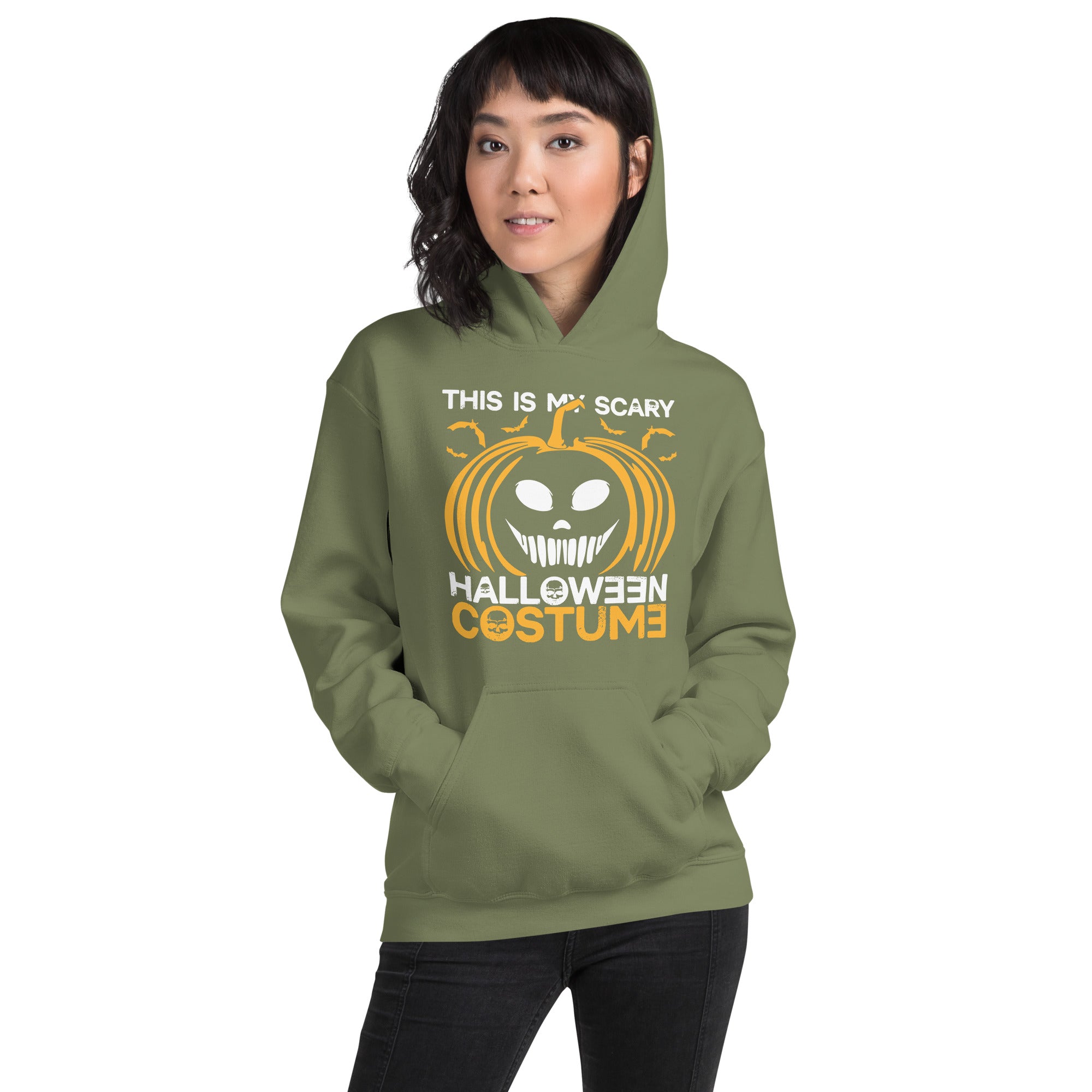 This Is My Scary Halloween Costume Halloween Creepy Pumpkin Smile Spooky Vibes Women's Hoodie