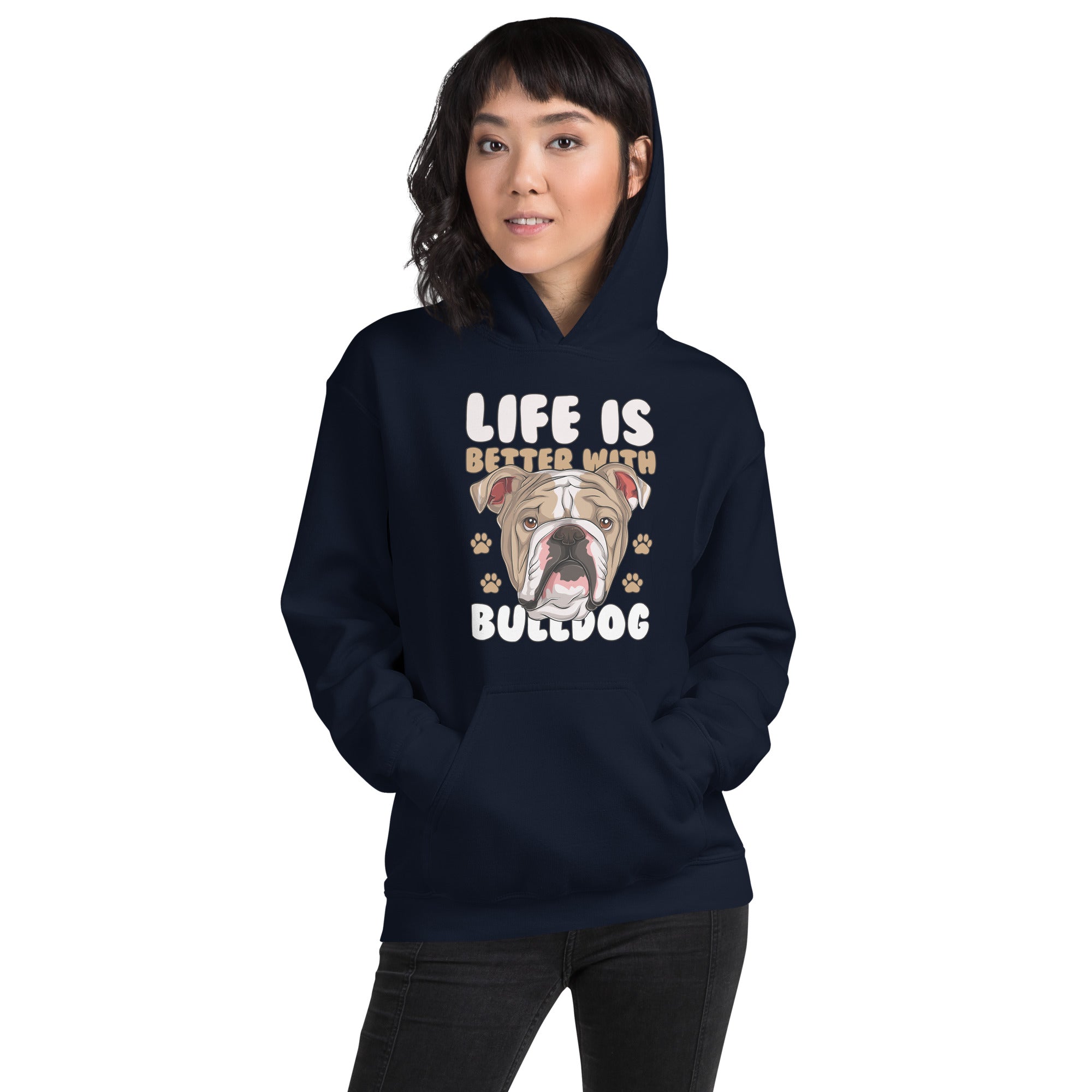 Life Is Better With Bulldog Muscular Dog Bulldog Lovers Dog Owner Women's Hoodie