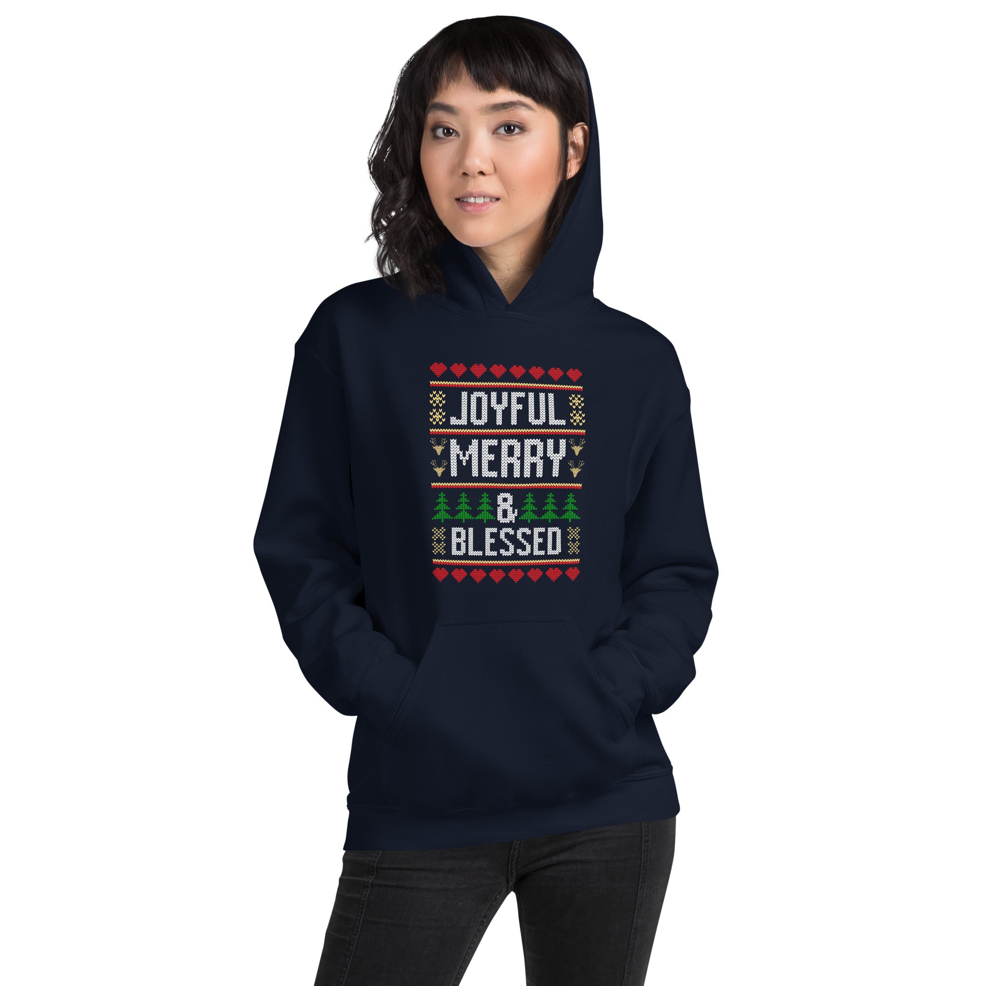 Joyful Merry Blessed Merry Christmas Holidays Ugly Xmas Women's Hoodie