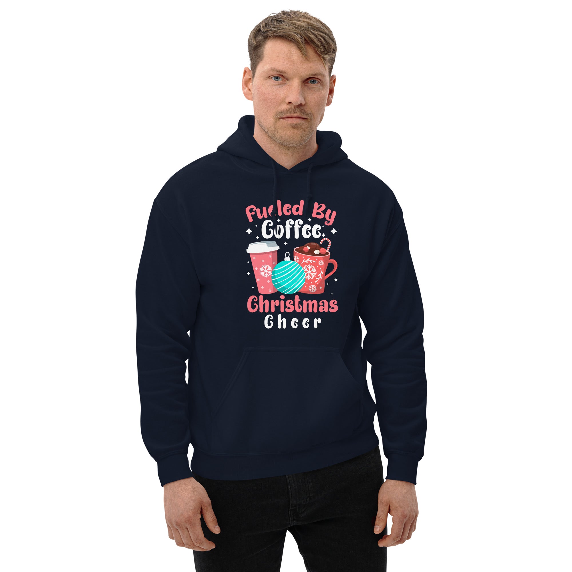 Fueled By Coffee Christmas Cheer Funny Xmas Coffee Lover Coffee Addiction Men's Hoodie
