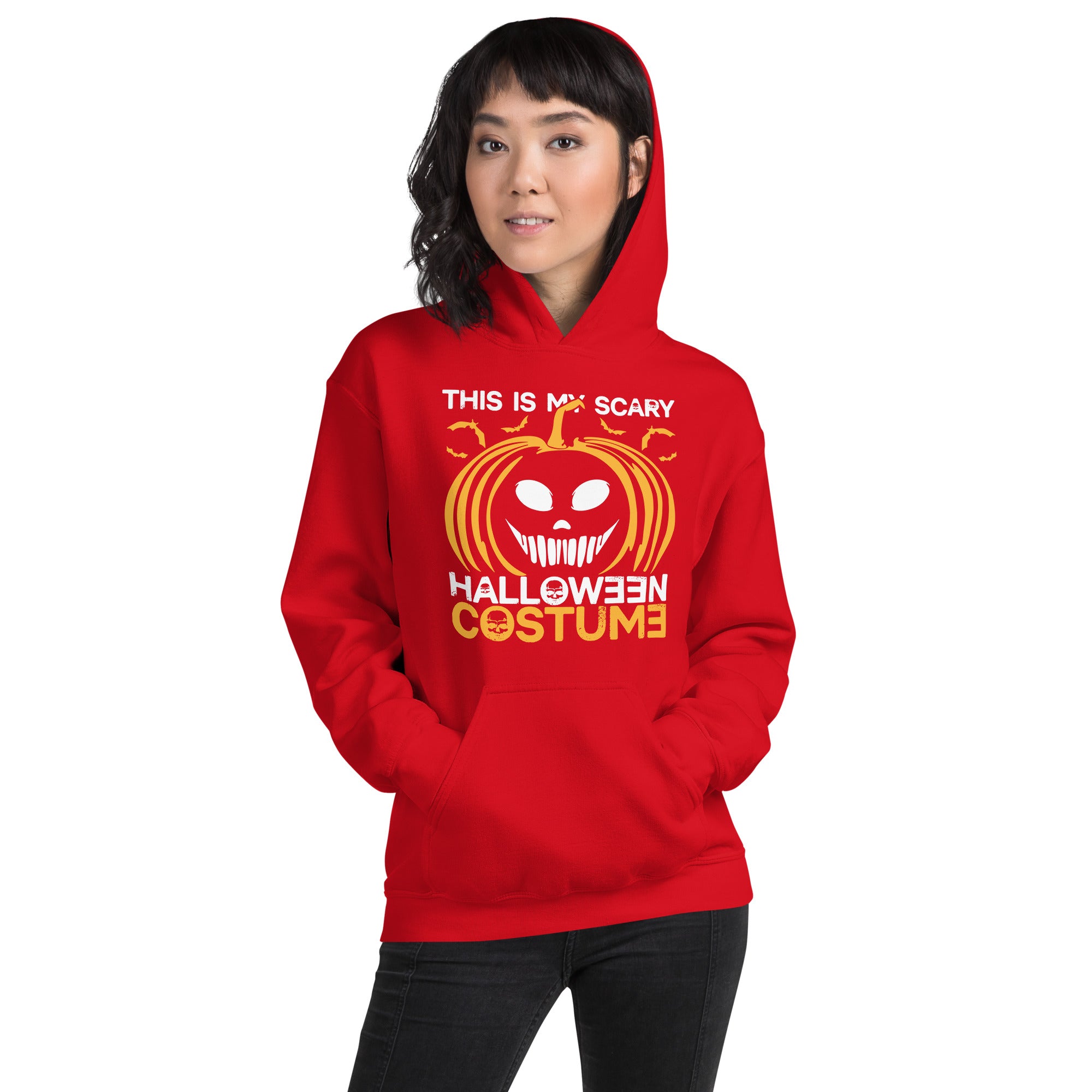 This Is My Scary Halloween Costume Halloween Creepy Pumpkin Smile Spooky Vibes Women's Hoodie