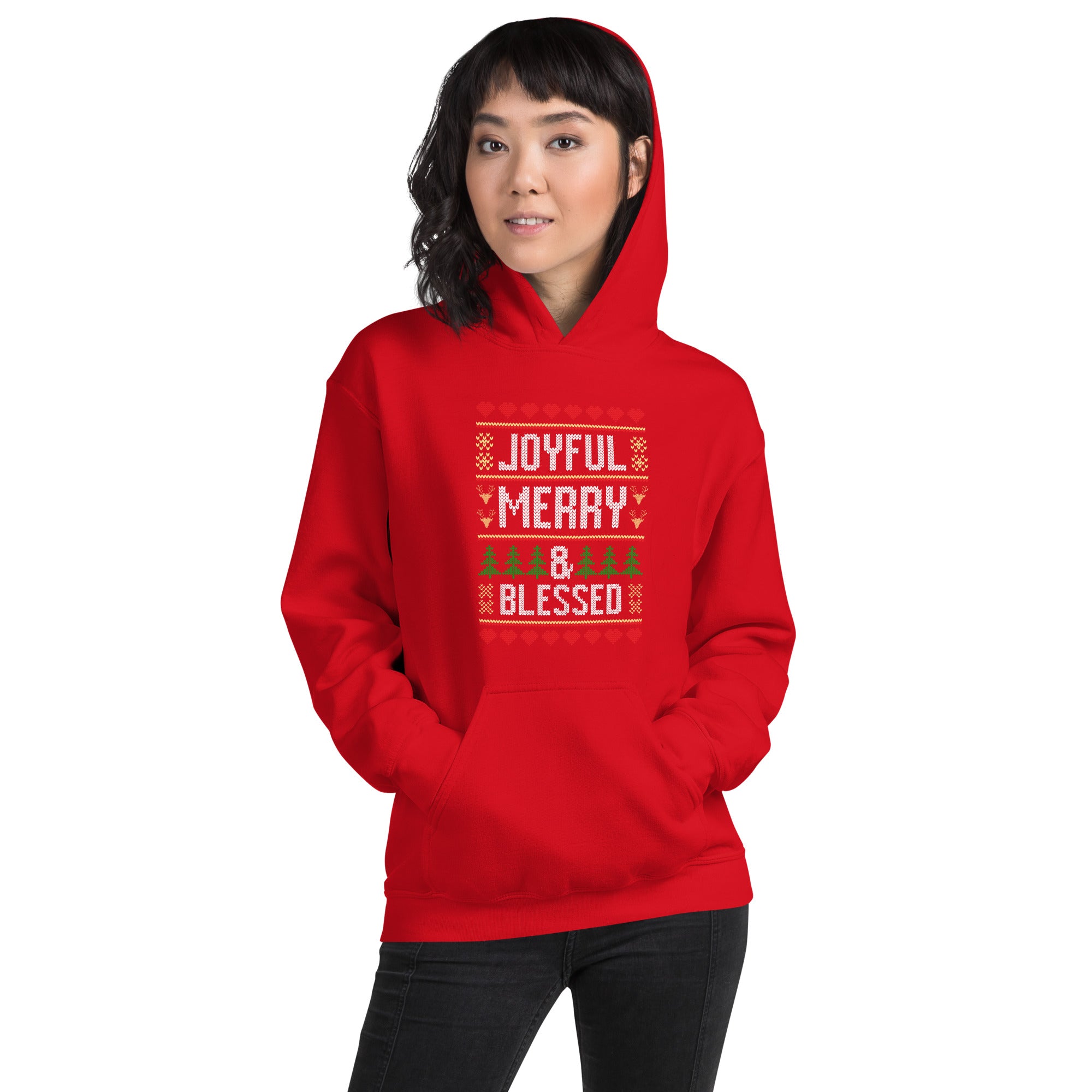 Joyful Merry Blessed Merry Christmas Holidays Ugly Xmas Women's Hoodie