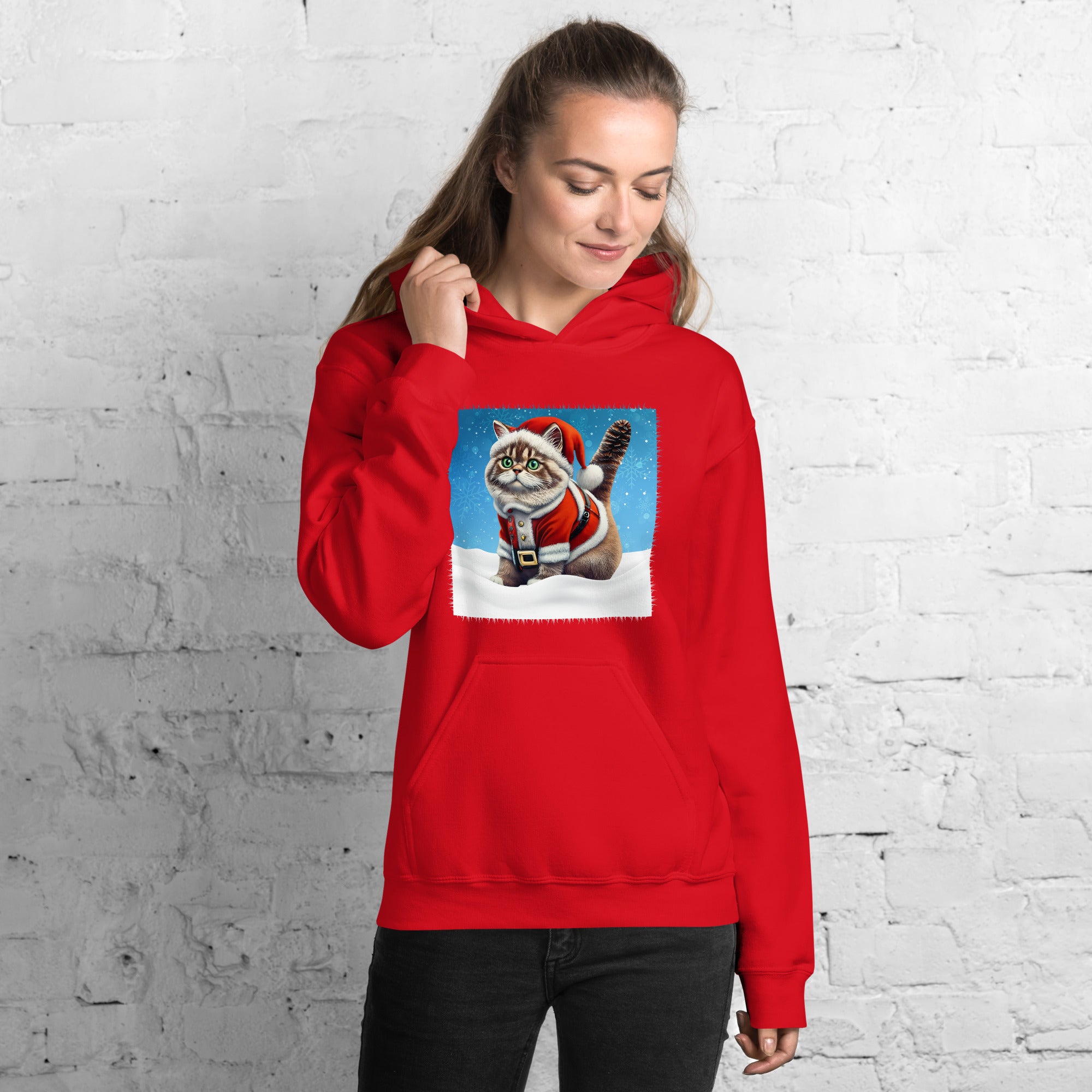 American Persian Cat Unisex Women's Hoodie Cat Santa Claus Costume Holiday Animals Xmas Women's Hoodie