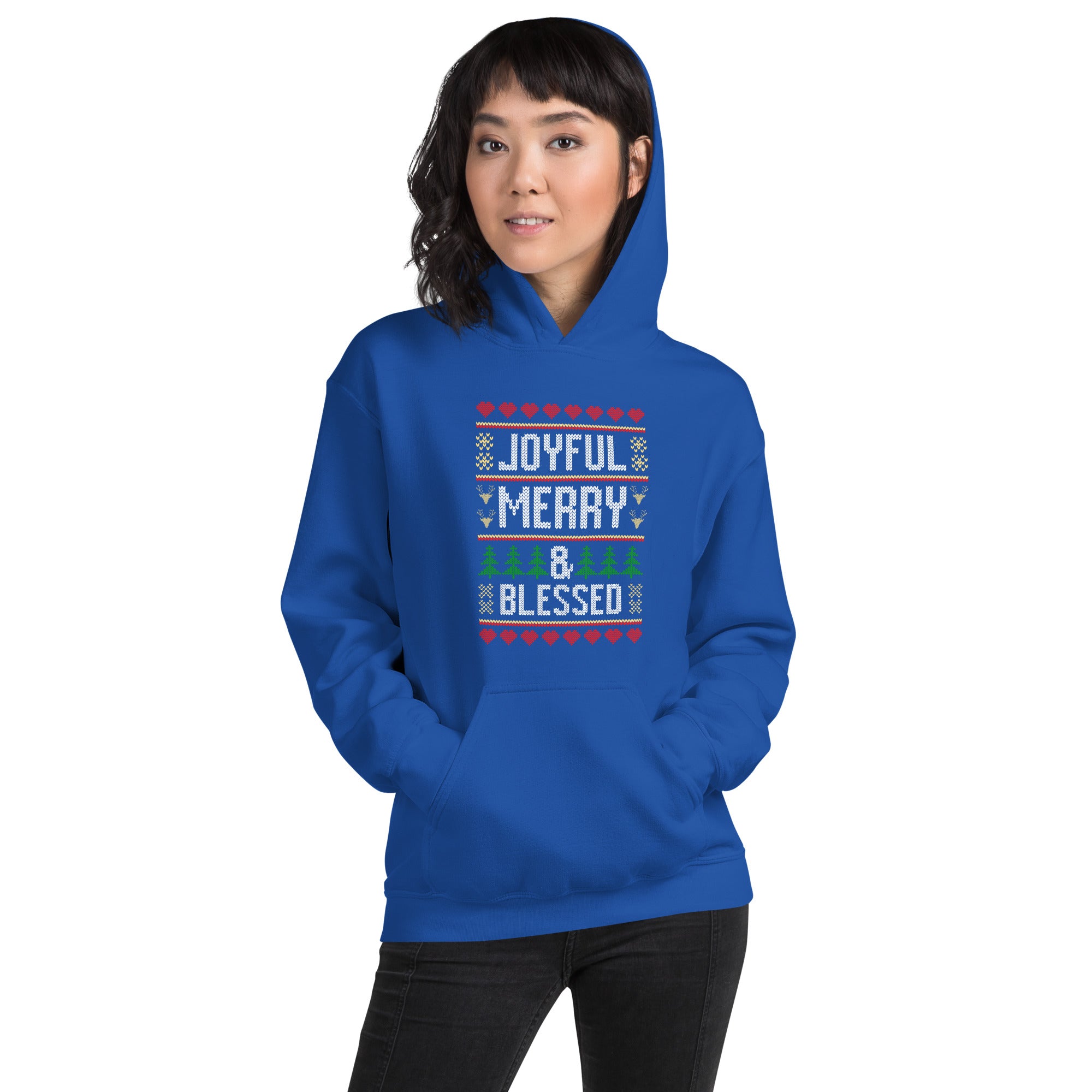 Joyful Merry Blessed Merry Christmas Holidays Ugly Xmas Women's Hoodie