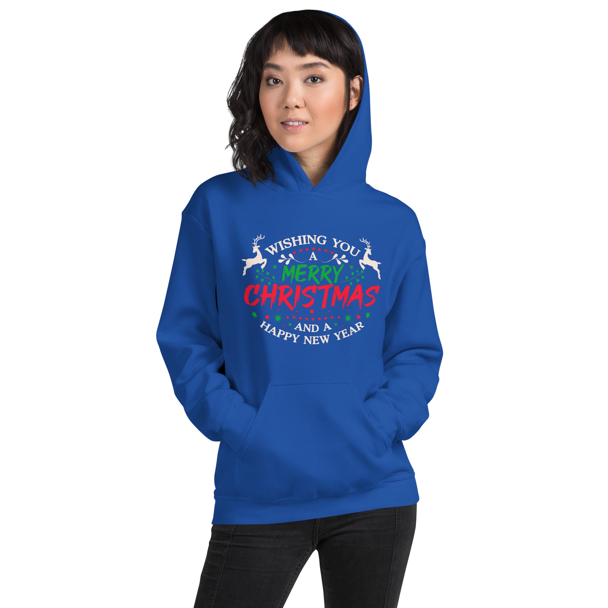 Wishing You A Merry Christmas And A Happy New Year Xmas Winter Holiday Women's Hoodie