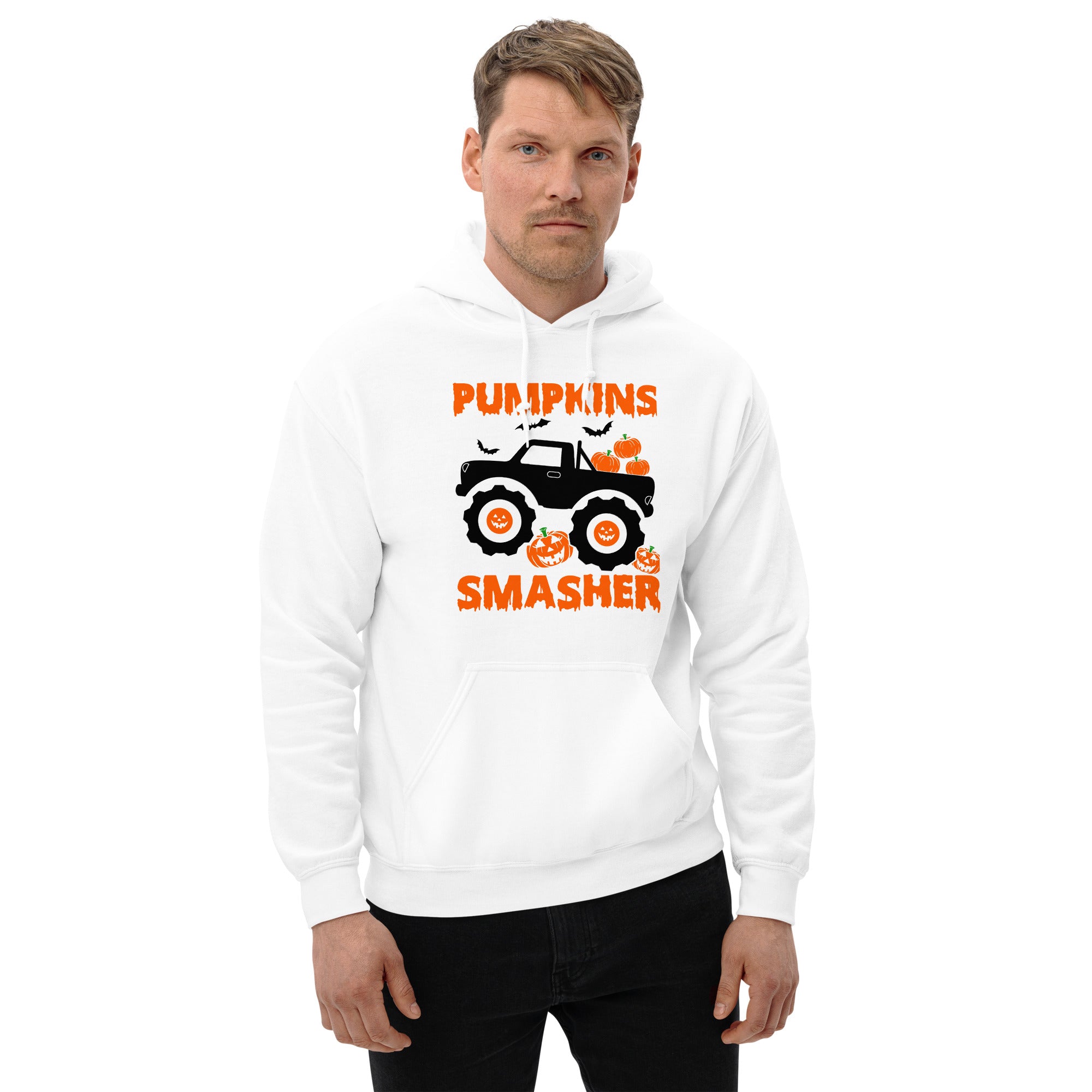 Pumpkins Smasher Halloween Monster Truck Pumpkin Crusher Halloween Season Pumpkin Smashing Men's Hoodie