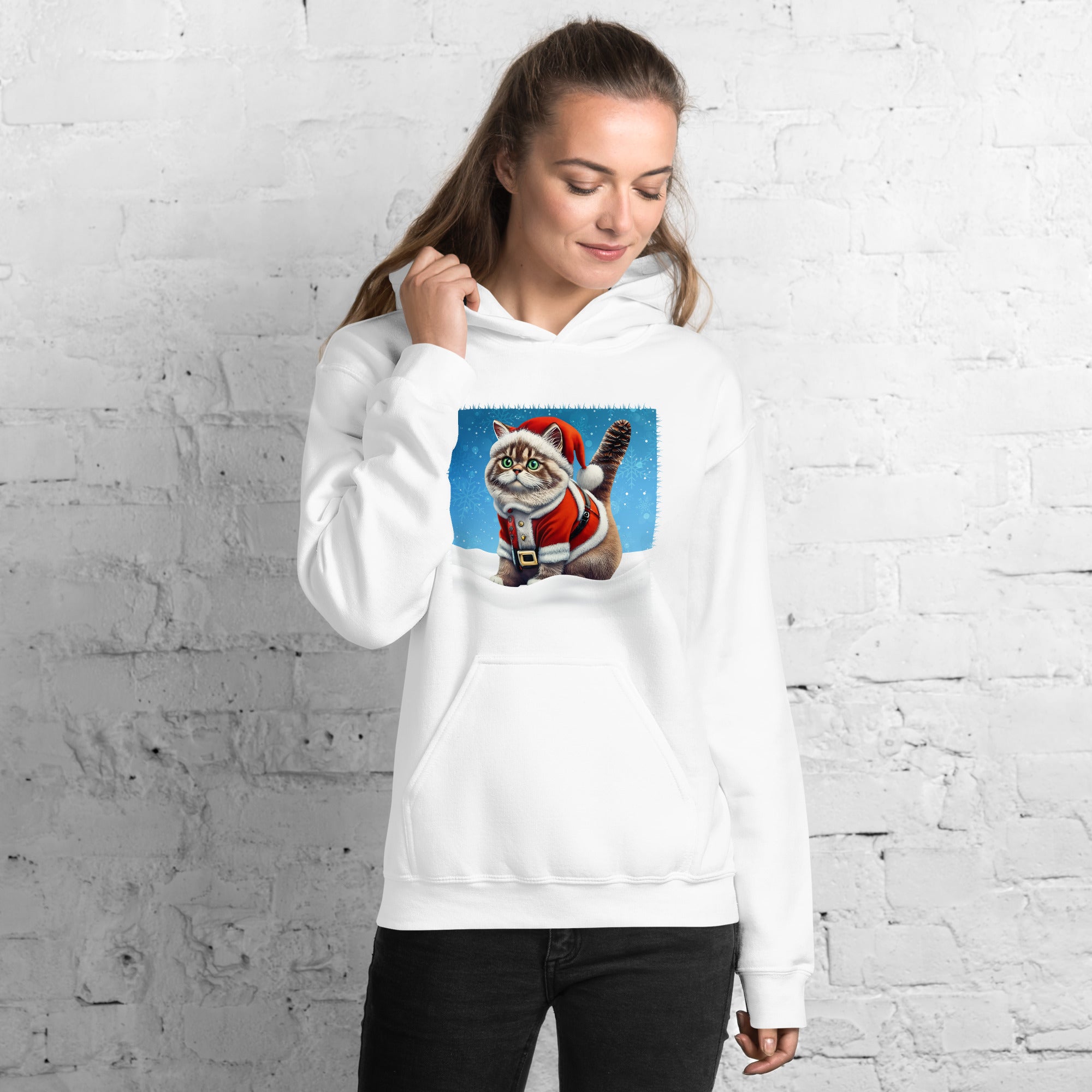 American Persian Cat Unisex Women's Hoodie Cat Santa Claus Costume Holiday Animals Xmas Women's Hoodie