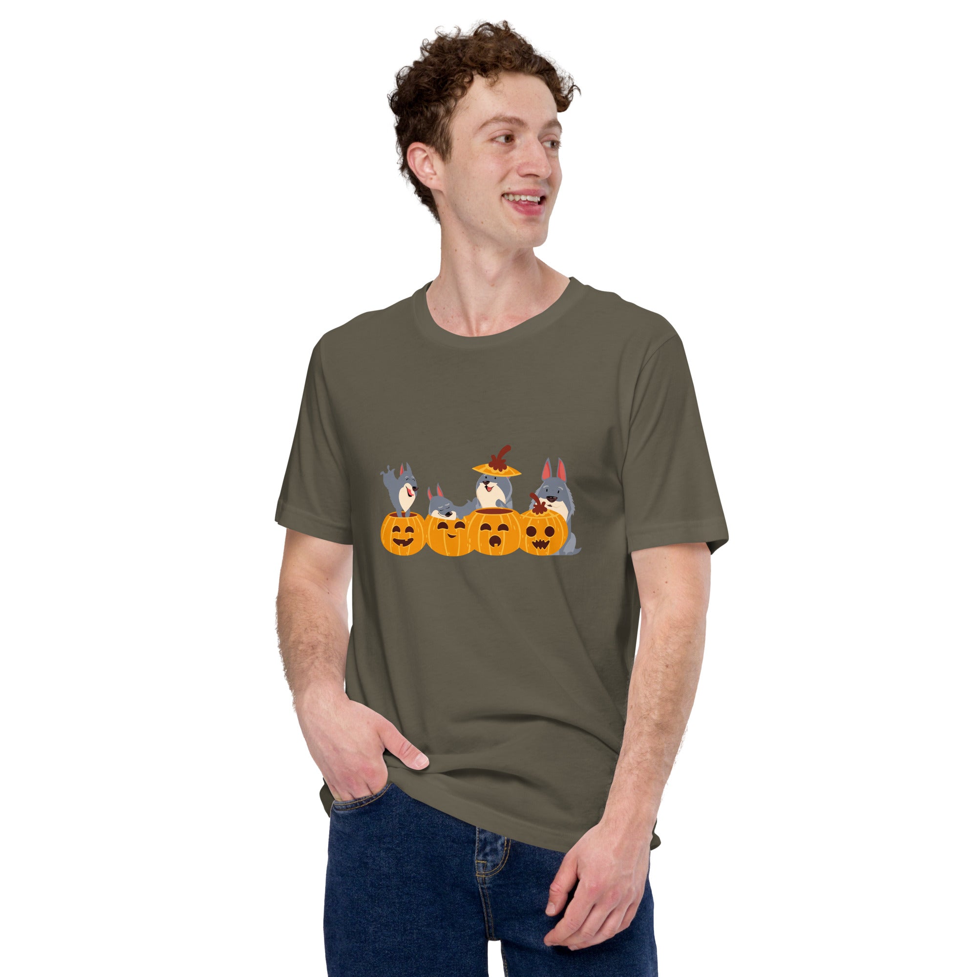 Dogs With Pumpkins Halloween Dogs Trick Or Treat Scary Spooky Season Men's T-Shirt