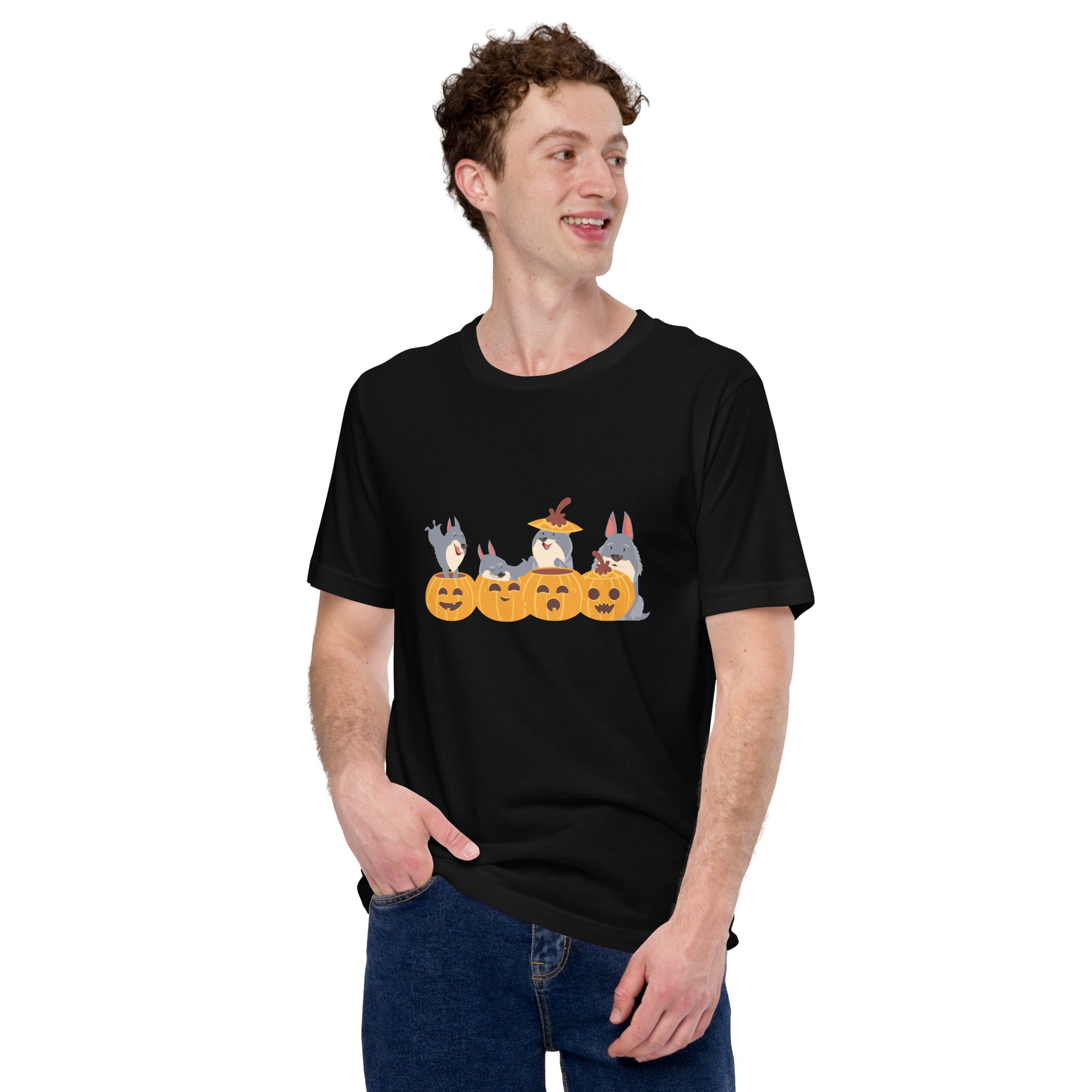 Dogs With Pumpkins Halloween Dogs Trick Or Treat Scary Spooky Season Men's T-Shirt