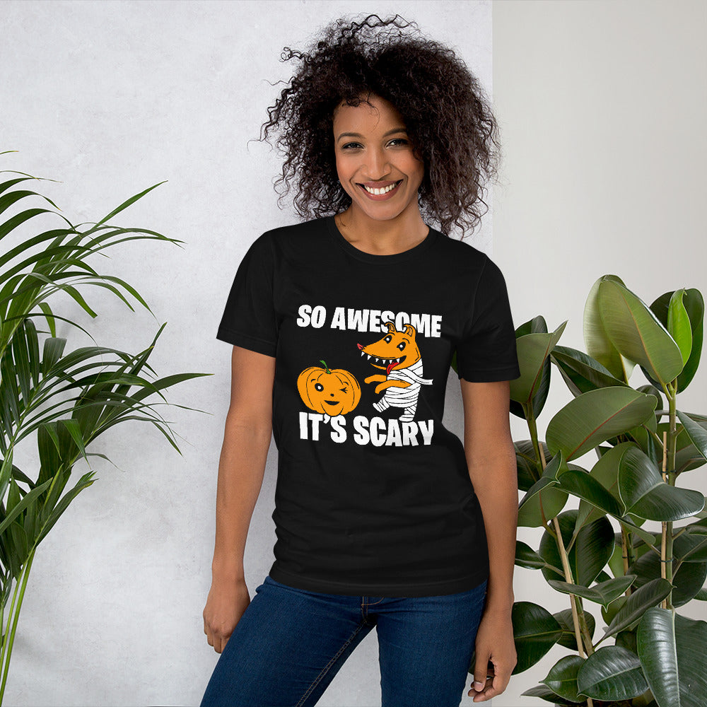 So Awesome It's Scary Halloween Scary Zombie Mummy Cartoon With Pumpkin Spooky Vibes Women's T-Shirt