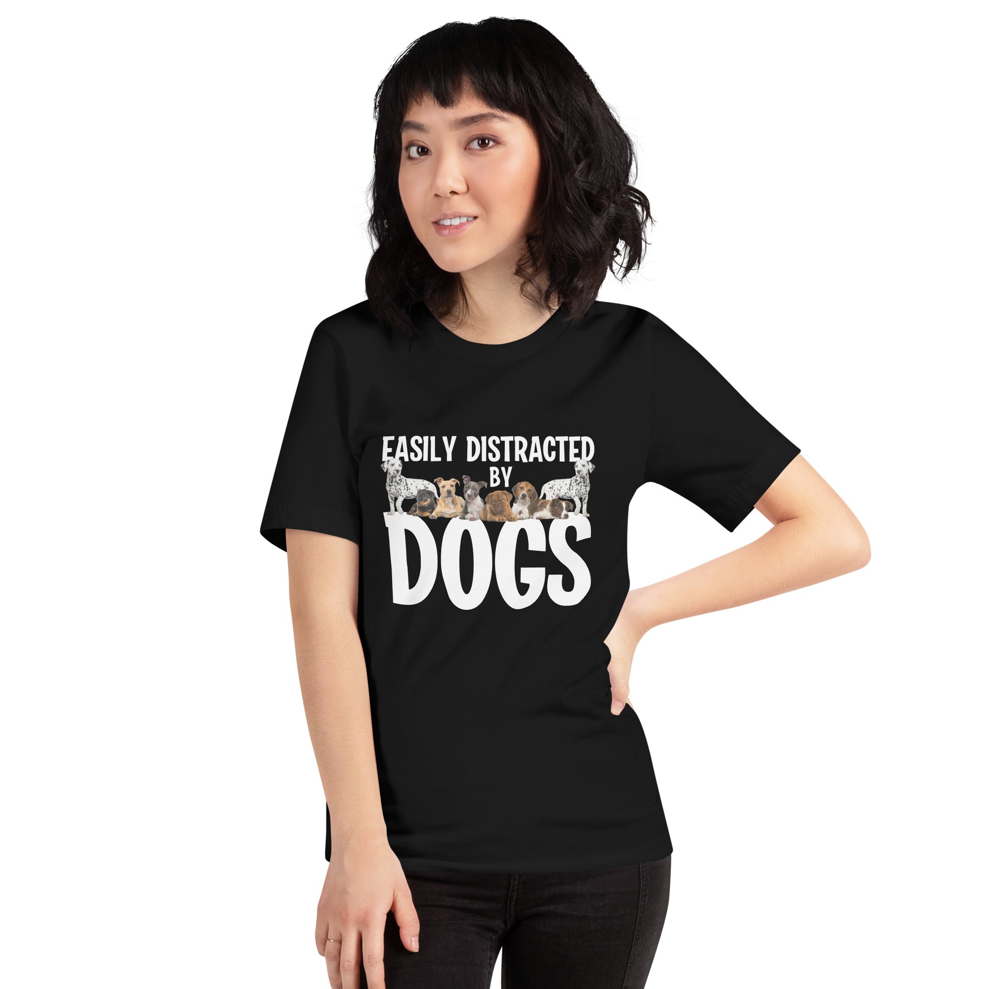 Easily Distracted By Dogs Dog Owner Funny Dog Lover Doggy Gift Women's T-Shirt