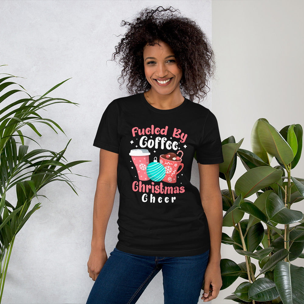 Fueled By Coffee Christmas Cheer Funny Xmas Coffee Lover Coffee Addiction Women's T-Shirt