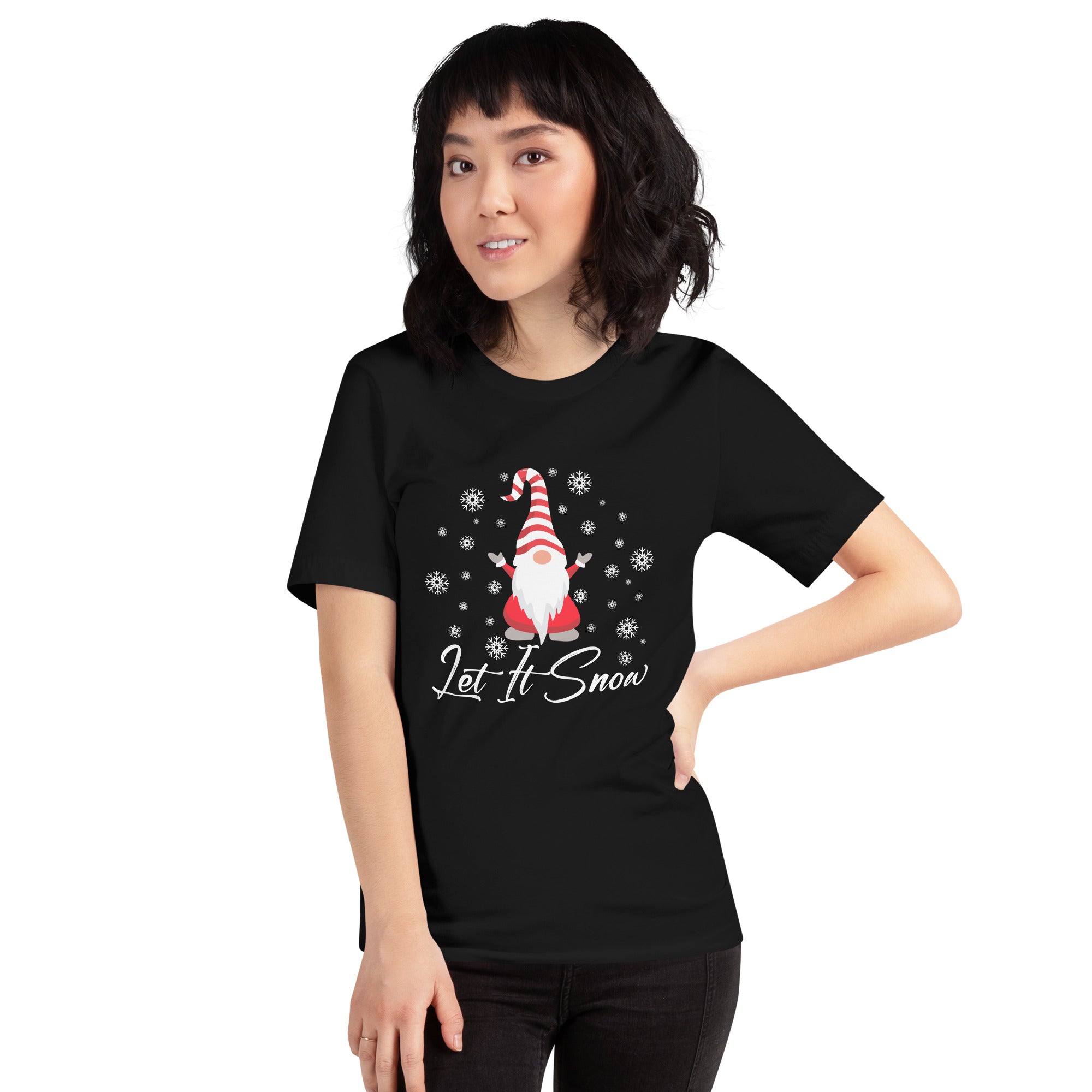 Let It Snow Christmas Gnome Snowflake Xmas Season Cozy Winter Vibes Women's T-Shirt