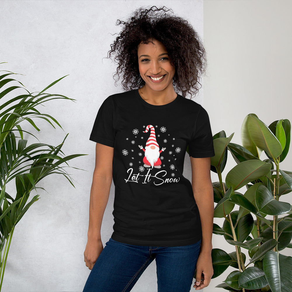 Let It Snow Christmas Gnome Snowflake Xmas Season Cozy Winter Vibes Women's T-Shirt