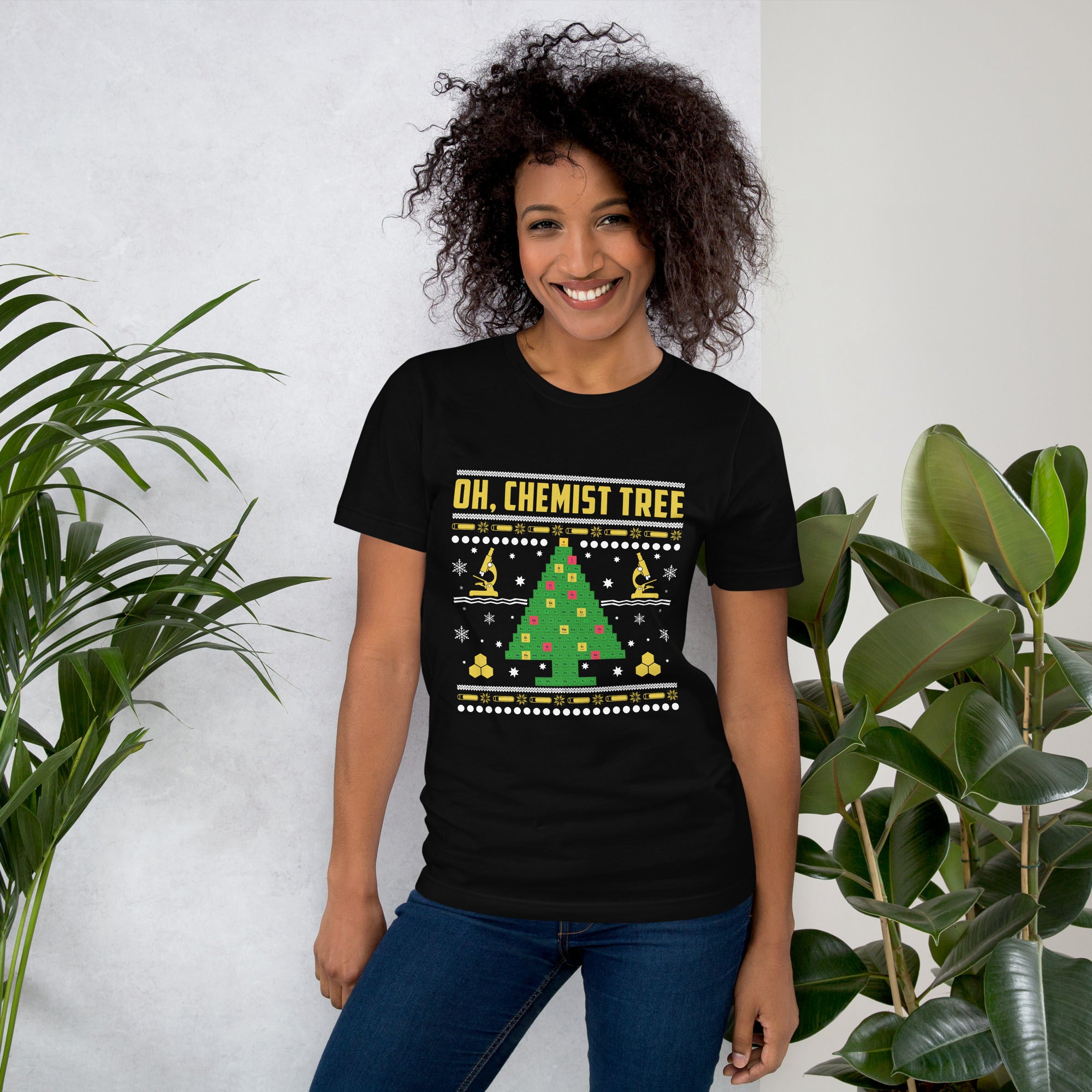 Oh Chemist Tree Christmas Periodic Table Tree Science Chemistry Ugly Xmas Women's T-Shirt