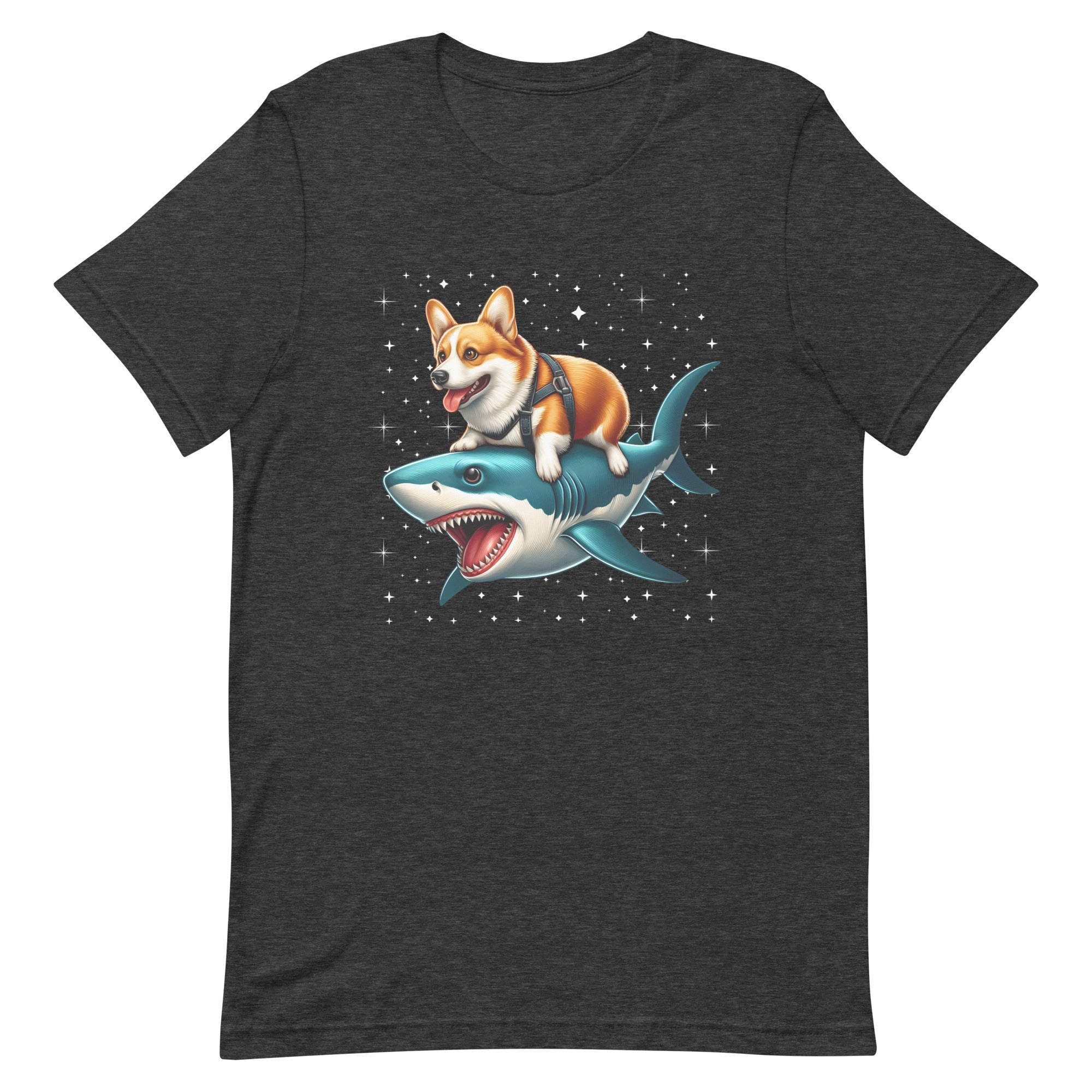 Corgi Dig Riding Shark T-Shirt