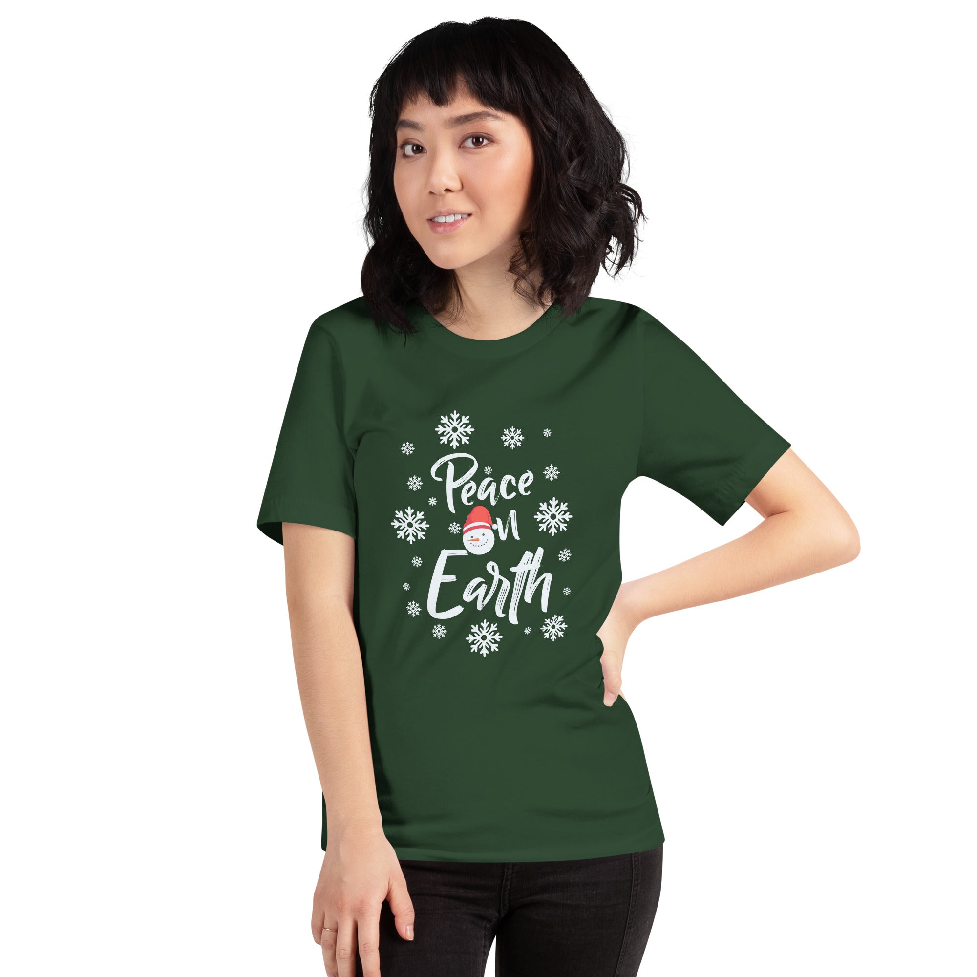 Peace On Earth Snowman Snowing Christmas Peace Xmas Pacfist Snowman Lover Women's T-Shirt