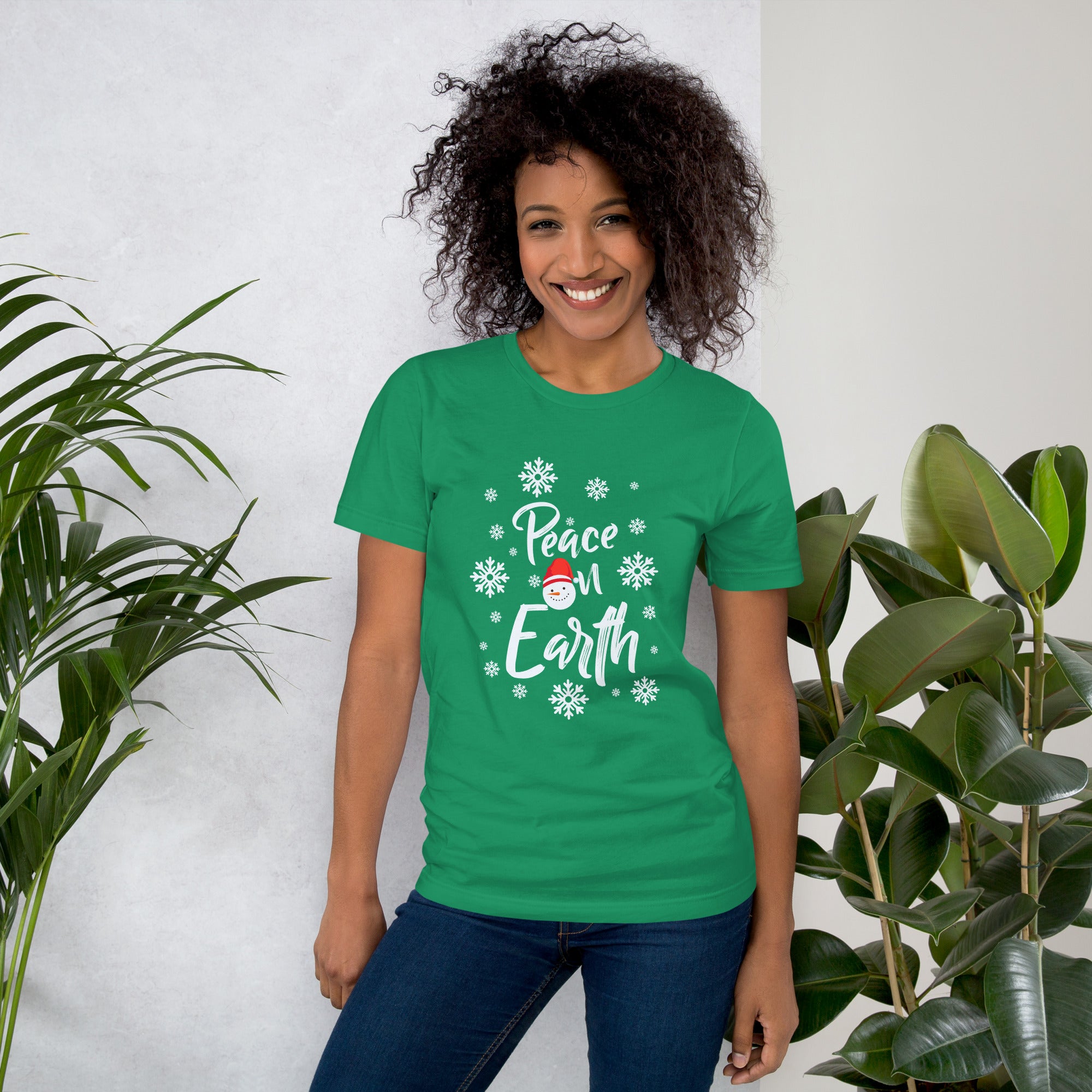 Peace On Earth Snowman Snowing Christmas Peace Xmas Pacfist Snowman Lover Women's T-Shirt