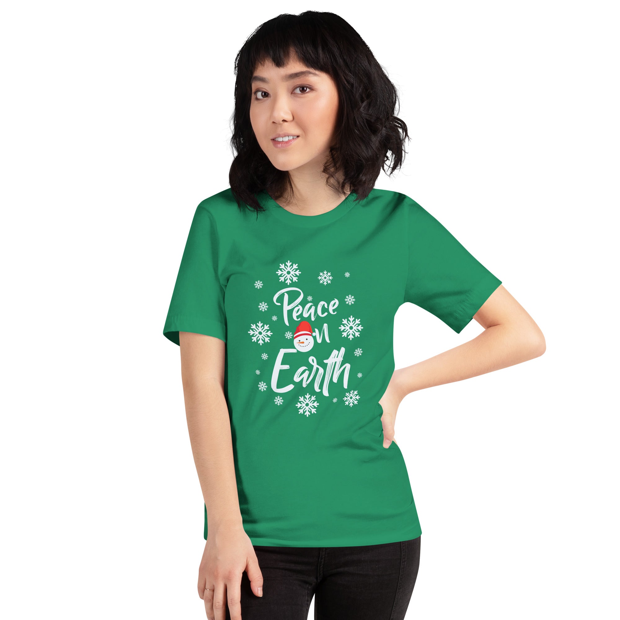 Peace On Earth Snowman Snowing Christmas Peace Xmas Pacfist Snowman Lover Women's T-Shirt