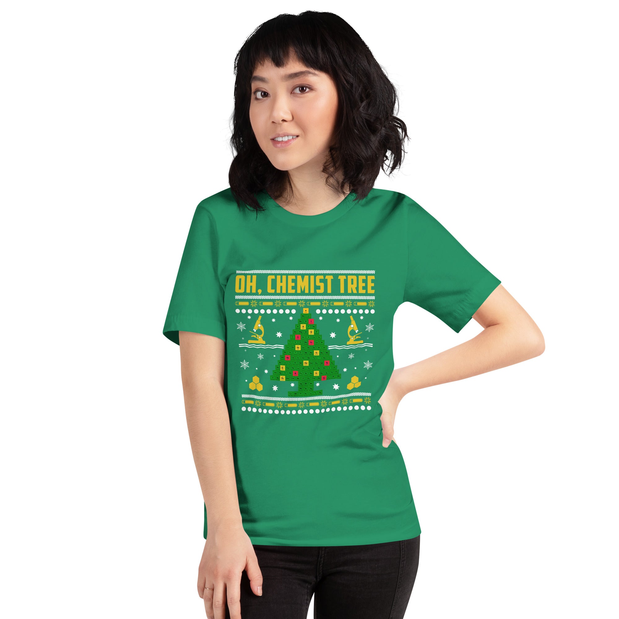 Oh Chemist Tree Christmas Periodic Table Tree Science Chemistry Ugly Xmas Women's T-Shirt