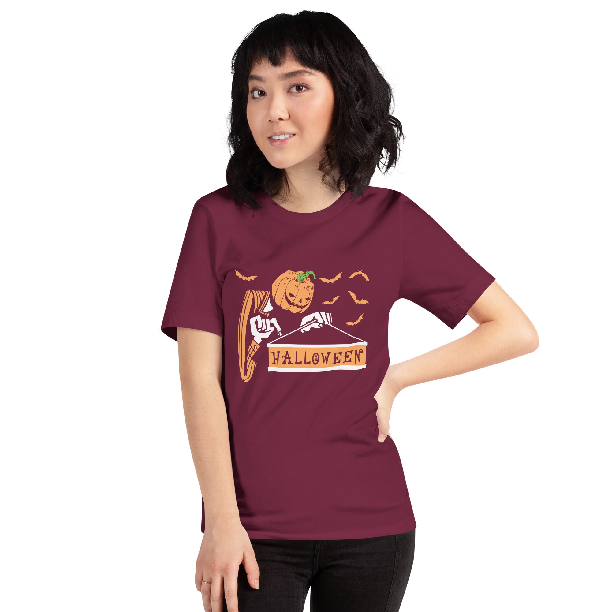 Halloween Monster Pumpkin Holding Halloween Board Women's T-Shirt