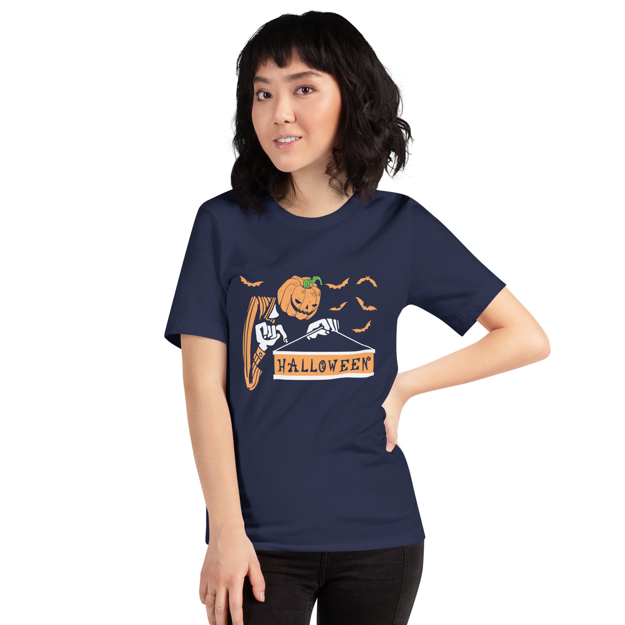 Halloween Monster Pumpkin Holding Halloween Board Women's T-Shirt