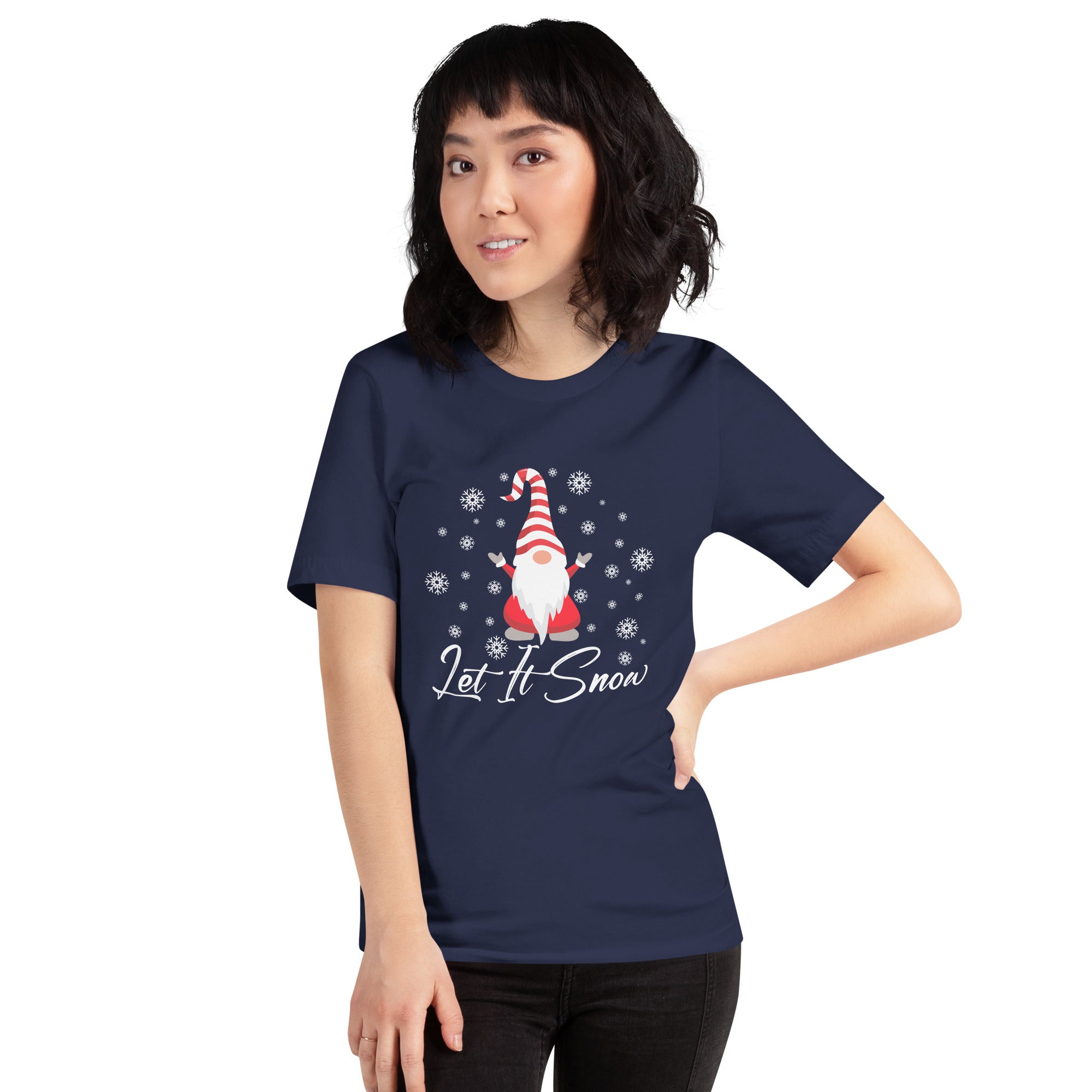 Let It Snow Christmas Gnome Snowflake Xmas Season Cozy Winter Vibes Women's T-Shirt