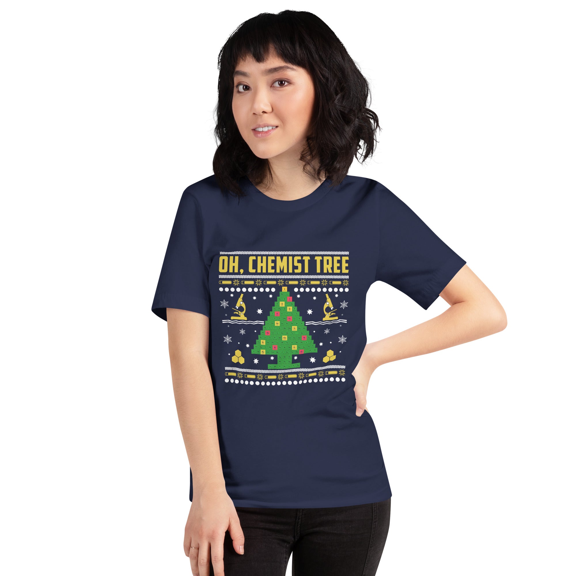 Oh Chemist Tree Christmas Periodic Table Tree Science Chemistry Ugly Xmas Women's T-Shirt