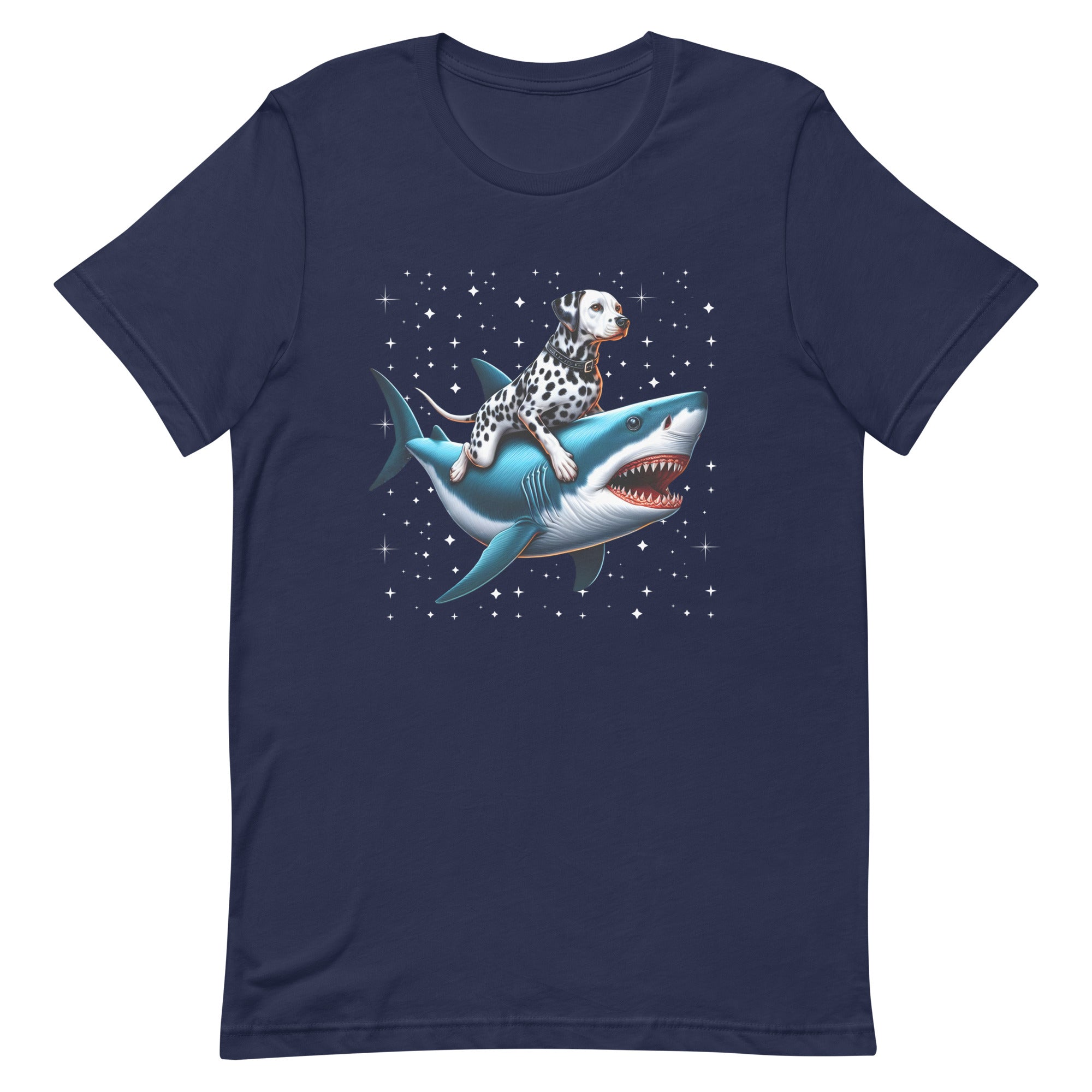 Dalmatian Dog Riding Shark T-Shirt