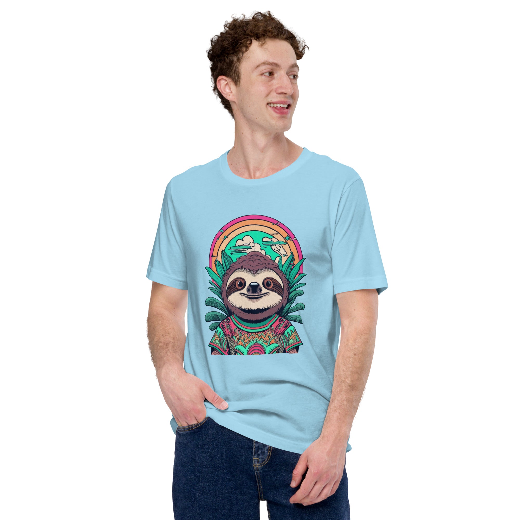 Cute Sloth Beach Summer Vintage Retro Boho Style Tropical Beach Sea Sloth Lazy Sloth Lover Men's T-Shirt