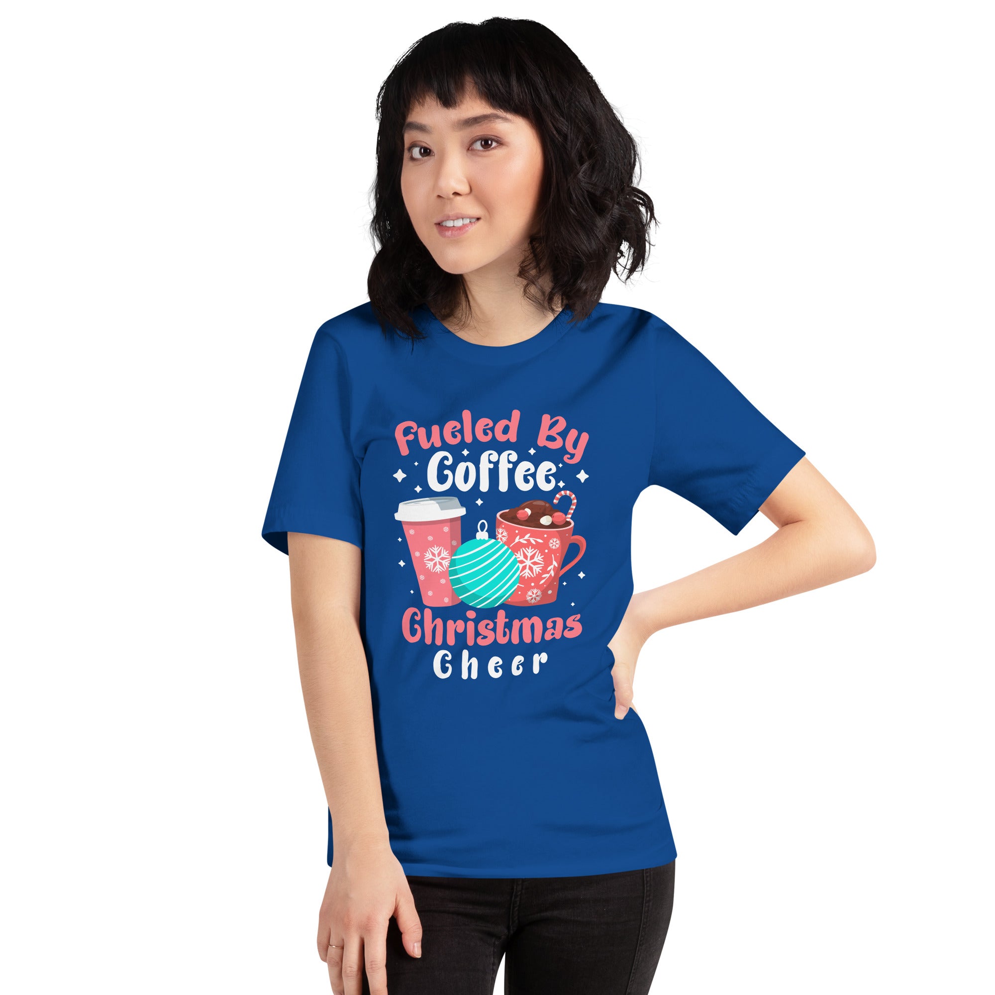 Fueled By Coffee Christmas Cheer Funny Xmas Coffee Lover Coffee Addiction Women's T-Shirt