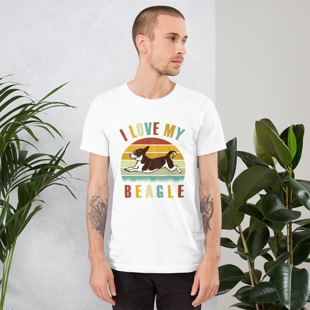I Love My Beagle Dog Vintage Retro Funny Pet Dog Animal Lover Dog Lover Men's T-Shirt