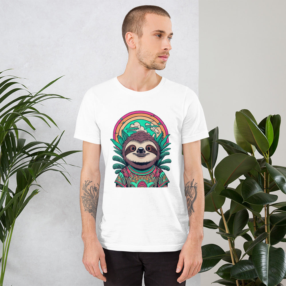 Cute Sloth Beach Summer Vintage Retro Boho Style Tropical Beach Sea Sloth Lazy Sloth Lover Men's T-Shirt